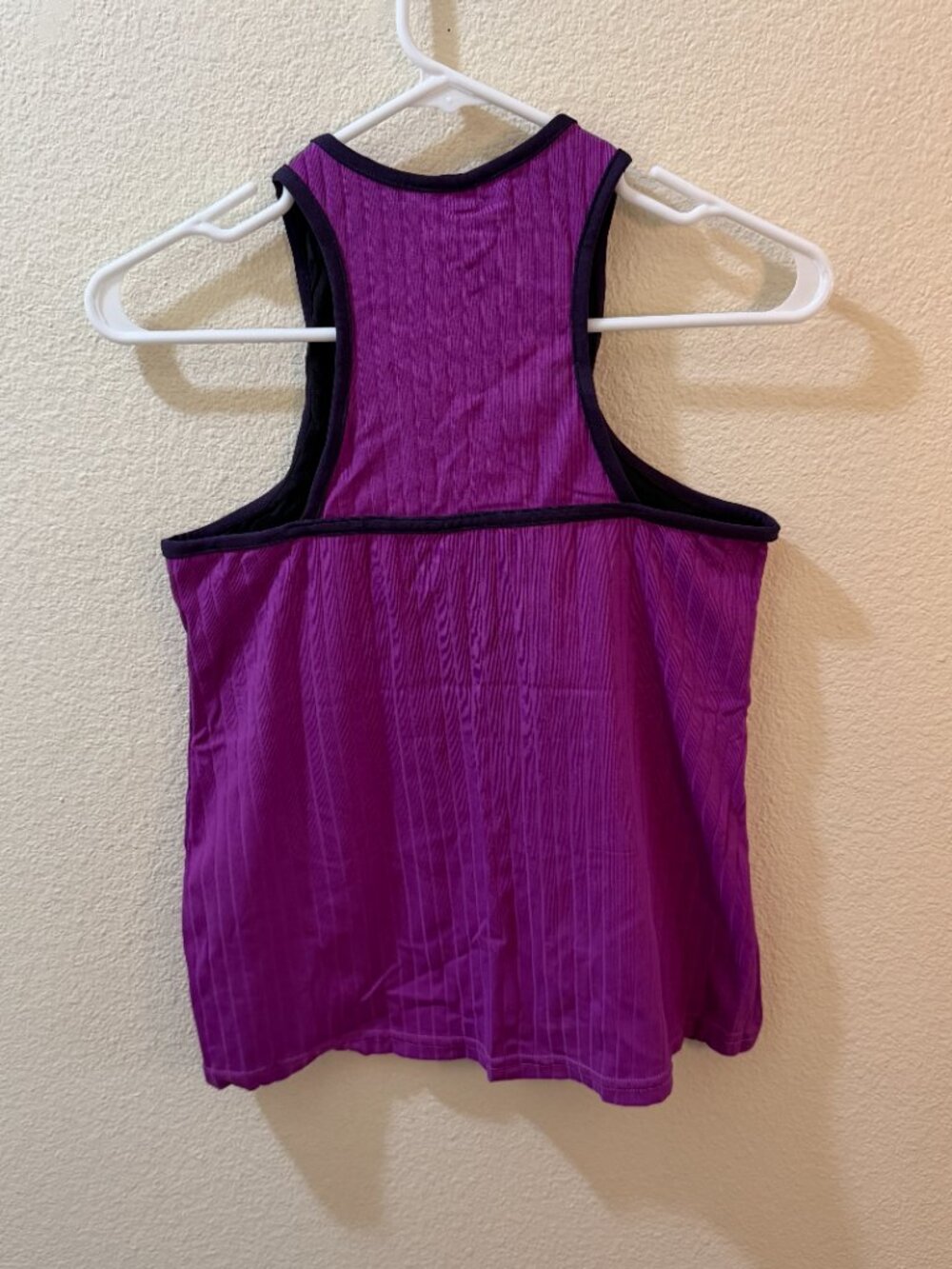 Purple Ribbed Wrap Front Workout Tank - Picture 3 of 6